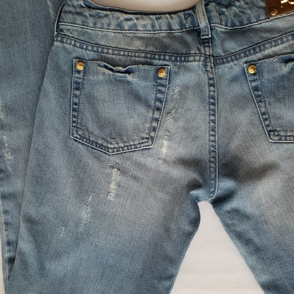 BLUMARINE BLUGIRL FOLLIES Distressed Designer Denim Jeans Sz 30 Light Blue New - Picture 10 of 15